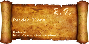 Reider Ilona névjegykártya
